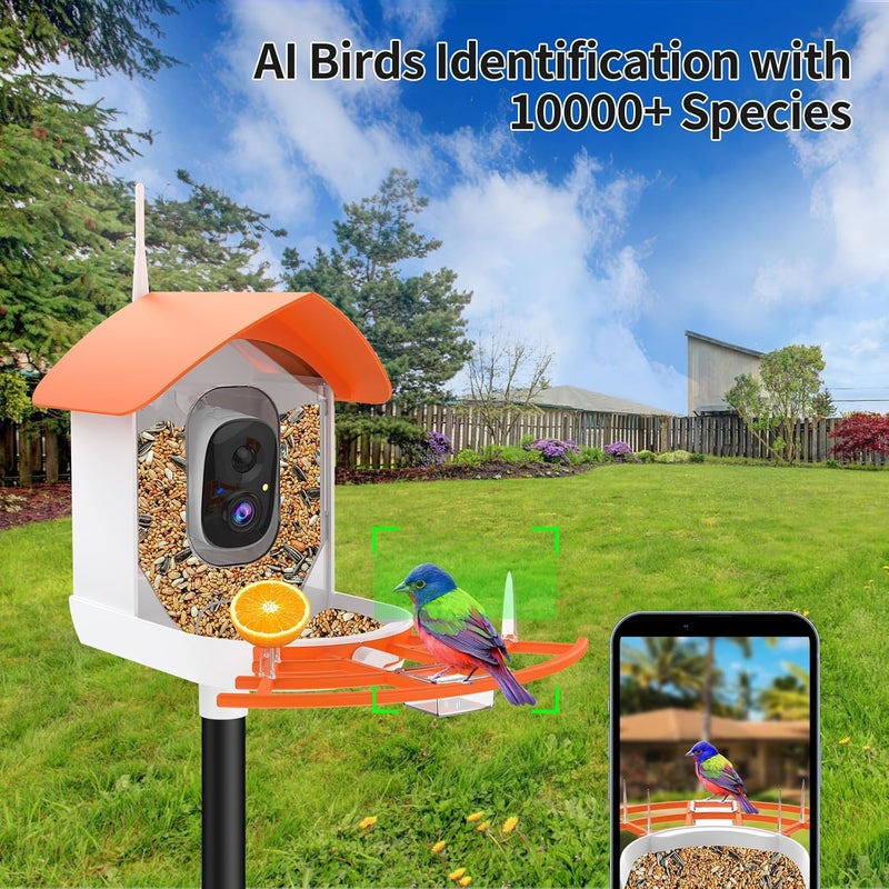 Gyozol Bird Feeder with Camera,Smart Bird Feeder Camera with Solar Powered,AI Identify Species,Birds Watching,Auto Record FHD 2K Feathered Visitor Video in Backyard,Ideal Gifts for Birds Lovers - Image 4